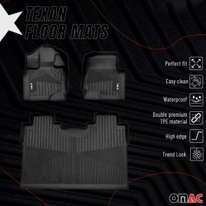 Ford F-150 Floor Mats - Front + Rear - Omac - Premium TPE, 3 Pcs - Black - '14-'20 Ford F-150 Floor Mats - Front + Rear - Omac - Premium TPE, 3 Pcs - Black - '14-'20